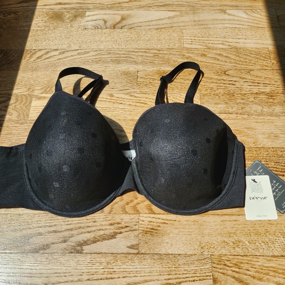 (40D) NWT Deesse Sheer Polka Dot Imtimate Soft Sexy Black Honeymoon Everyday